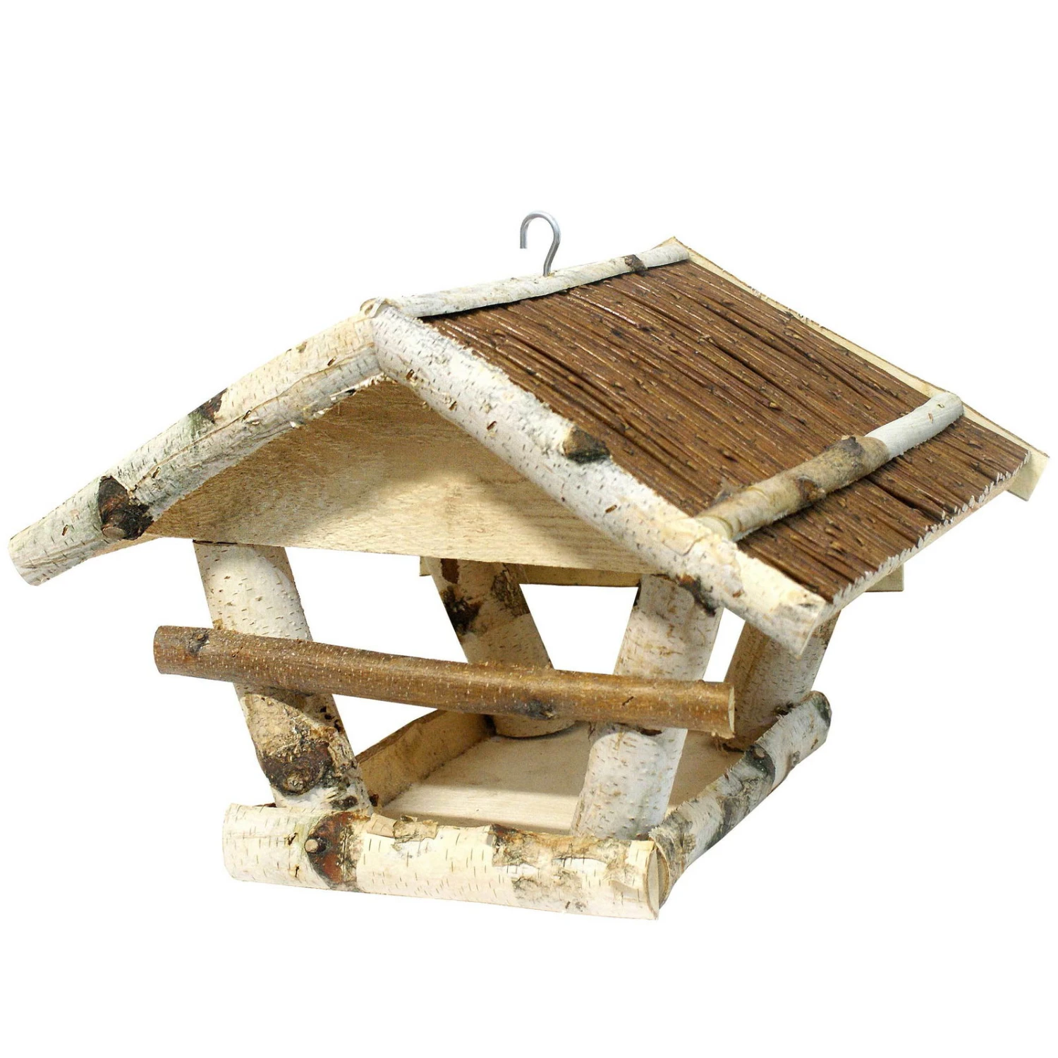 Vogelhaus Mit Weidendach, Birke Und Kiefer, 38 X 32 X 26 – 29 Cm 3 Vogelhaus Mit Weidendach, Birke Und Kiefer, 38 X 32 X 26 – 29 Cm