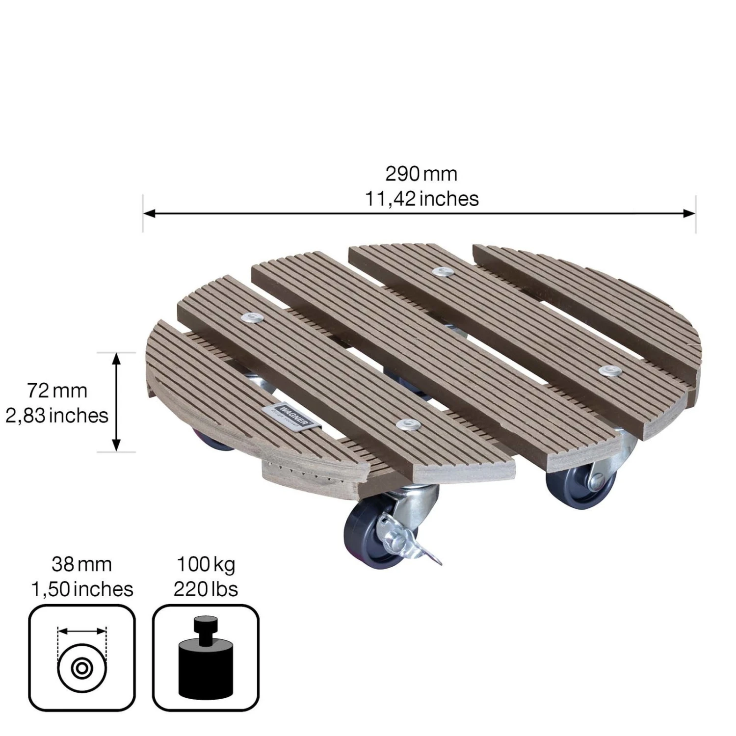 Multi Roller WPC, Tragkraft 100 Kg, Taupe, Ca. 7 X 29 X 29 Cm 8 Multi Roller WPC, Tragkraft 100 Kg, Taupe, Ca. 7 X 29 X 29 Cm – Bild 6