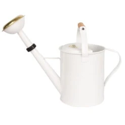 Zinkgießkanne Mit Holzgriff & Messingbrause, Weiß