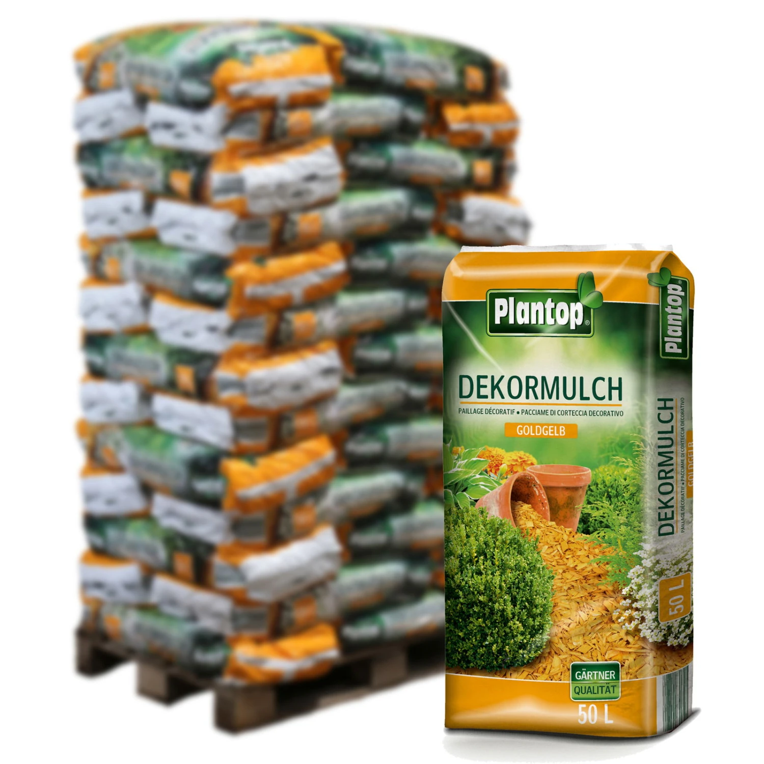 Plantop Dekormulch Goldgelb, 1950 L Gesamt, 39 Sack á 50 Liter 3 Plantop Dekormulch Goldgelb, 1950 L Gesamt, 39 Sack á 50 Liter