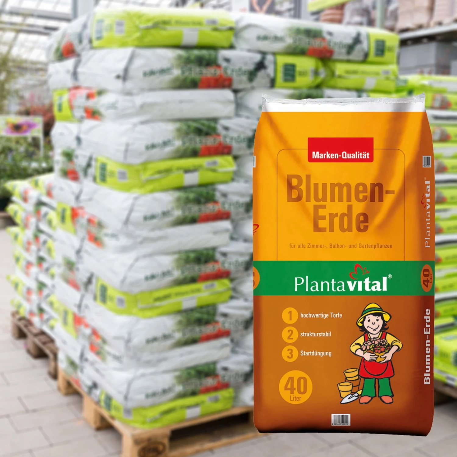 Plantavital Blumenerde, 2400l, 60 Sack á 40l 3 Plantavital Blumenerde, 2400l, 60 Sack á 40l