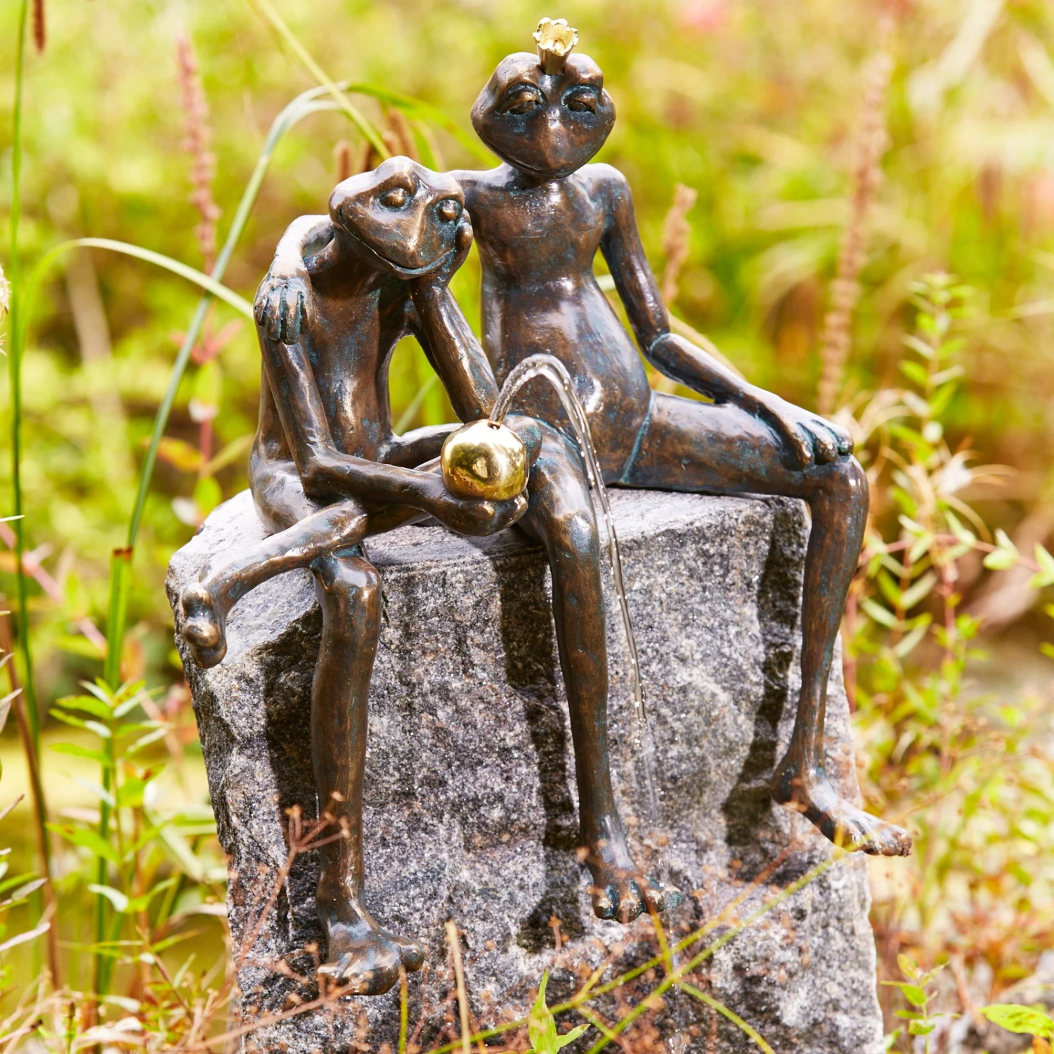 Gartenfigur "Froschkönig Paar" Von Rottenecker, Bronze, Höhe: 35 Cm 3 Gartenfigur "Froschkönig Paar" Von Rottenecker, Bronze, Höhe: 35 Cm