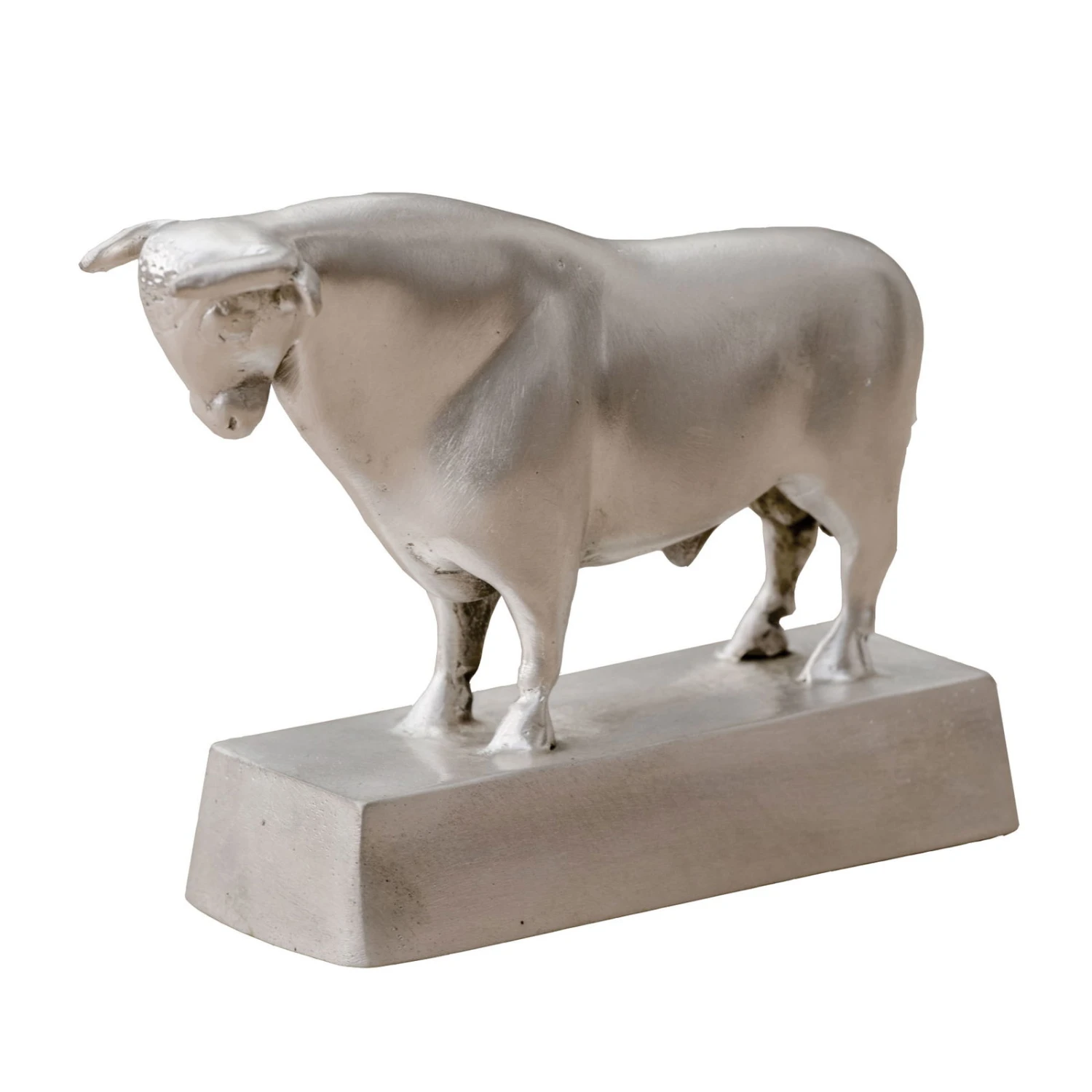 Börsenbulle Klein Mit Sockel, Silber, Bronze, H 16 X 15 X 7 Cm 3 Börsenbulle Klein Mit Sockel, Silber, Bronze, H 16 X 15 X 7 Cm