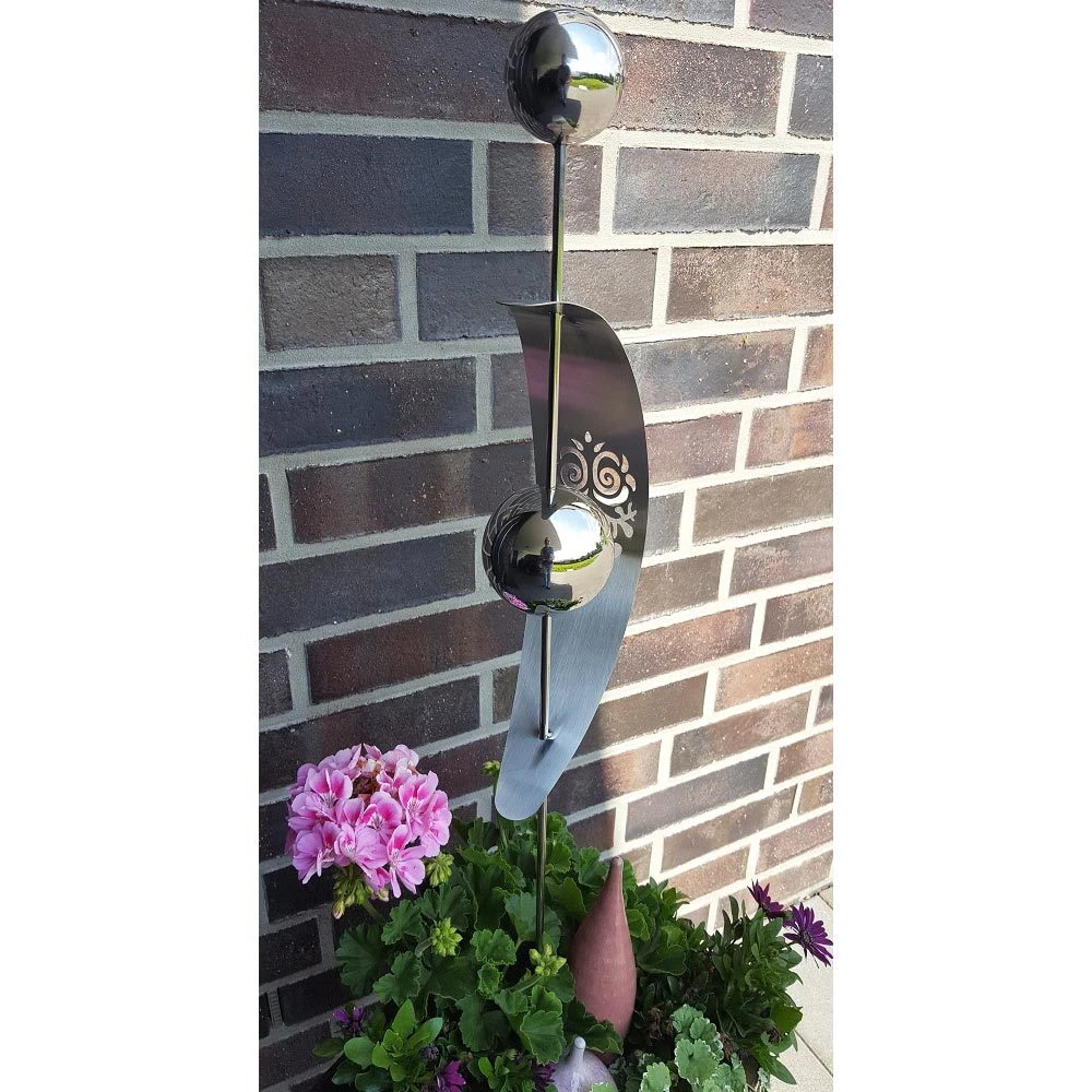 Beetstecker Nero Mit 2 Kugeln & Ausstanzung Eule, Edelstahl, 100 X 13 X 8 Cm 5 Beetstecker Nero Mit 2 Kugeln & Ausstanzung Eule, Edelstahl, 100 X 13 X 8 Cm – Bild 3