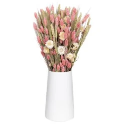 Weißer Trockenstrauß & Rosa Glanzgras, 3er-Set, Länge Ca. 55 - 70 Cm -Madison Verkäufe 1055300004 Trockenstrauss weiss Phalaris rosa 1 83167