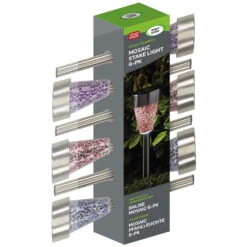 Mosaic Solarpfahlleuchte, Edelstahl / Glas, Silber / Bunt, 36 X 7,5 Cm, 6er Pack 8 Mosaic Solarpfahlleuchte, Edelstahl / Glas, Silber / Bunt, 36 X 7,5 Cm, 6er Pack -Madison Verkäufe 2950100372 Solarpfahlleuchte Mosaic 6Stueck PRINT 61371