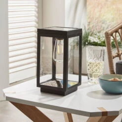 Solar-Tischleuchte 'Amsterdam', Schwarz, Ø 12 X H 22 Cm -Madison Verkäufe 2950100715 Solar Kunststoff Tischleuchte Amsterdam 2 120467