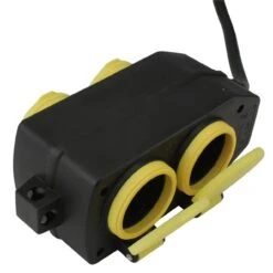 Feuchtraum-Steckdosenblock 4-fach, Schwarz/gelb