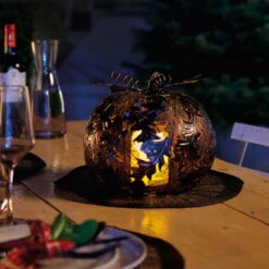 Gartenleuchte Kürbis Mit Blatt, Kupfer, Ca. 23,5 X 28 Cm -Madison Verkäufe 2950200261 Kuerbis mit Blatt 3 90116