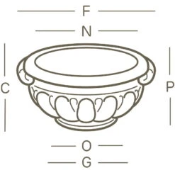 Euro 3 Plast Pflanzschale "Eden" Weiß, Ø Ca. 43 Cm, Erdvol. 11 L -Madison Verkäufe 3210100693 Pflanzschale Eden technische Zeichnung 111254