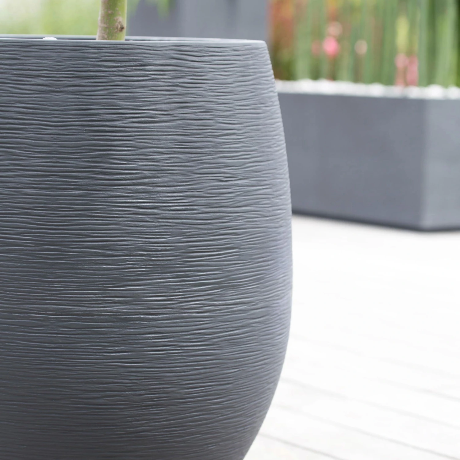 Pflanzgefäß Graphit Egg, Anthrazit, Wasserdicht, Robust 6 Pflanzgefäß Graphit Egg, Anthrazit, Wasserdicht, Robust – Bild 4