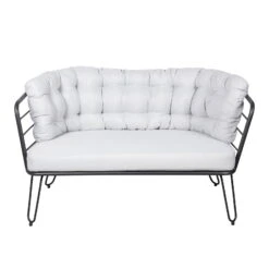 4-teilige Lounge-Gruppe 'Bella', Schwarz, Inklusive Auflagen -Madison Verkäufe 3910302533 Alu Loungergruppe Bella 4tlg schwarz inkl Kissen hellgrau10 74490