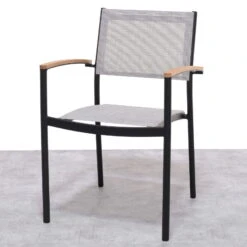 Stapelsessel 'Vera', Mattschwarz/birkengrau, Ca. 83 X 55 X 55 Cm -Madison Verkäufe 3910302710 Alu Stapelsessel Vera matt schwarz Textilen birkengrau 21 13 119304