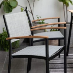 Stapelsessel 'Vera', Mattschwarz/birkengrau, Ca. 83 X 55 X 55 Cm -Madison Verkäufe 3910302710 Alu Stapelsessel Vera matt schwarz Textilen birkengrau 21 3 119302