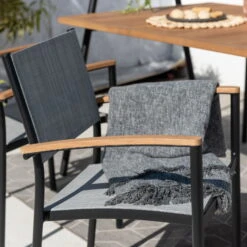 Stapelsessel 'Vera', Mattschwarz/birkengrau, Ca. 83 X 55 X 55 Cm -Madison Verkäufe 3910302710 Alu Stapelsessel Vera matt schwarz Textilen birkengrau 21 5 119306