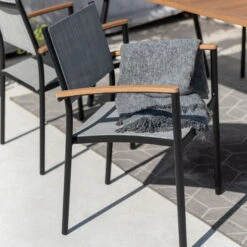 Stapelsessel 'Vera', Mattschwarz/birkengrau, Ca. 83 X 55 X 55 Cm -Madison Verkäufe 3910302710 Alu Stapelsessel Vera matt schwarz Textilen birkengrau 21 8 119305