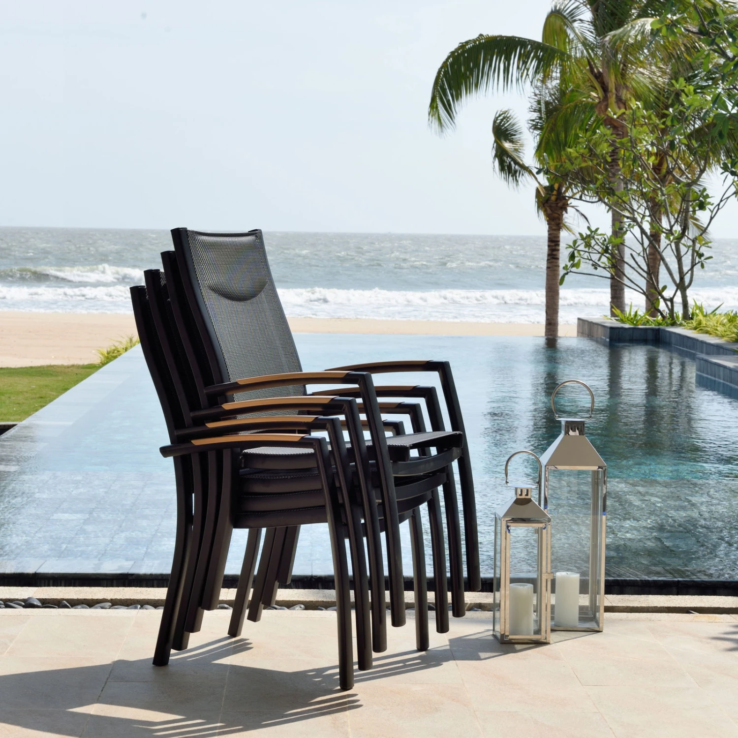 Stapelsessel 'Panama', Schwarz/grau, Ca. 100 X 65 X 62 Cm 4 Stapelsessel 'Panama', Schwarz/grau, Ca. 100 X 65 X 62 Cm – Bild 2