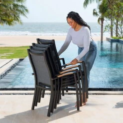 Stapelsessel 'Panama', Schwarz/grau, Ca. 100 X 65 X 62 Cm 10 Stapelsessel 'Panama', Schwarz/grau, Ca. 100 X 65 X 62 Cm -Madison Verkäufe 3910302712 Alu Stapelstuhl Panama schwarz Textilen 3D mesh grau 3 119337