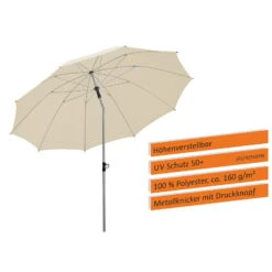 Sonnenschirm 'Locarno', Ø 220 Cm, Natur -Madison Verkäufe 3910503328 Sonnenschirm Locarno ca D 220cm natur 6 119155