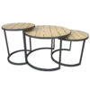 Beistelltisch 'Nestling', Schwarz, Natur -Madison Verkäufe 3910801532 Beistelltisch Nestling 3er Set Stahlgestell Belattung FSC Akazie 2 102342