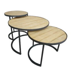 Beistelltisch 'Nestling', Schwarz, Natur 10 Beistelltisch 'Nestling', Schwarz, Natur -Madison Verkäufe 3910801532 Beistelltisch Nestling 3er Set Stahlgestell Belattung FSC Akazie 5 102345