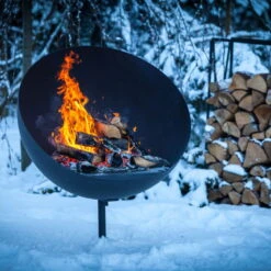 Feuerschale Lune / 100x100x120cm, 44,5kg, Höhenverstellbar -Madison Verkäufe 3920100718 Feuerstelle Lune schwarz inkl hoehenverstellbaren Grillrost 50cm 125215