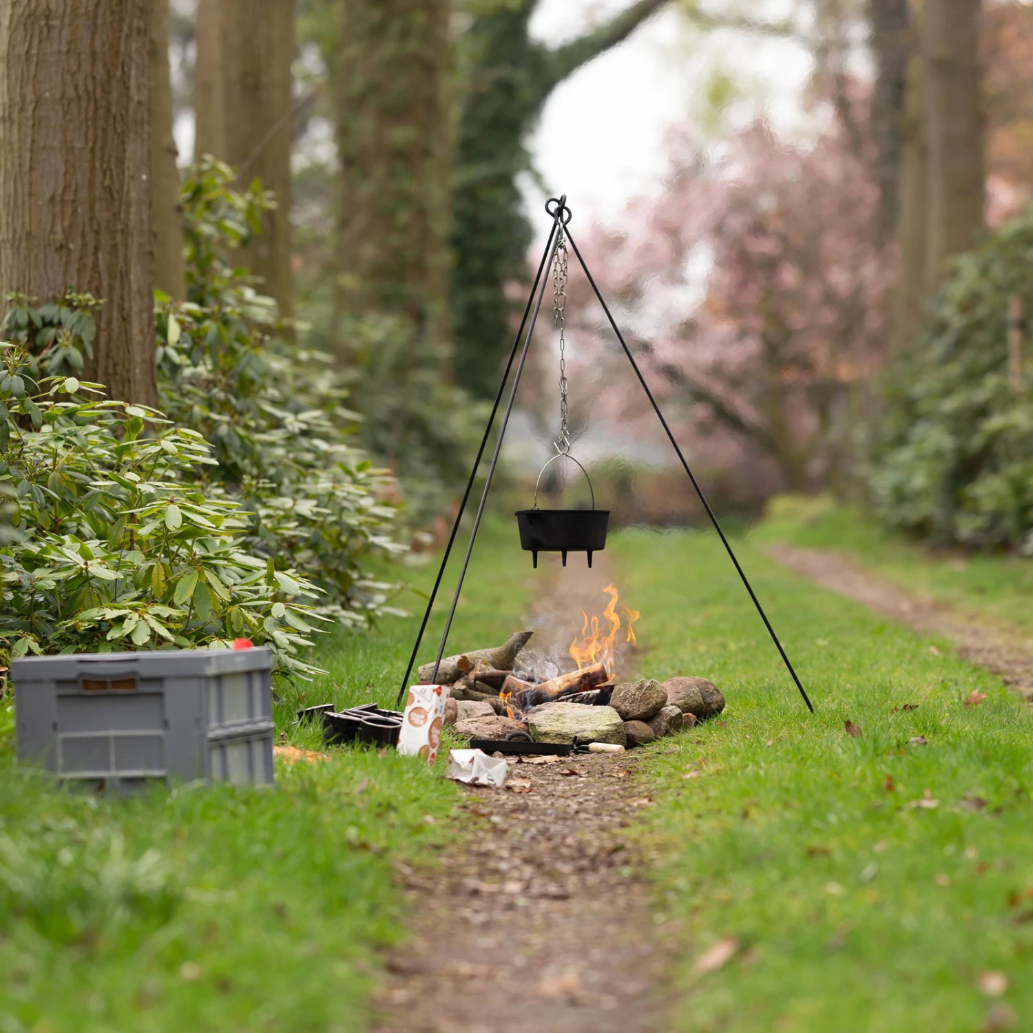 Dreibein Mit Kette, Stahl, Ca. 5 X 5 X 160 Cm 5 Dreibein Mit Kette, Stahl, Ca. 5 X 5 X 160 Cm – Bild 3