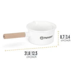 Petromax Stieltopf, Weiß, Edelstahl/Holz, Ca. 1 Liter -Madison Verkäufe 3920502264 petromax emaille stieltopf 1 121456