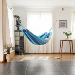 LA SIESTA Hängematte 'Modesta', Lagoon, Single - L 300 X B 140 Cm -Madison Verkäufe 3940200328 Single Haengematte Modesta Lagoon Bio Baumwolle 2 106085