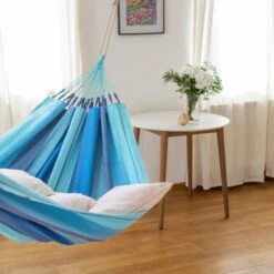 LA SIESTA Hängematte 'Modesta', Lagoon, Single - L 300 X B 140 Cm -Madison Verkäufe 3940200328 Single Haengematte Modesta Lagoon Bio Baumwolle 5 106086