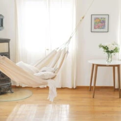 LA SIESTA Hängematte 'Modesta', Latte, Single - L 300 X B 140 Cm -Madison Verkäufe 3940200330 Single Haengematte Modesta Latte Bio Baumwolle 3 106092