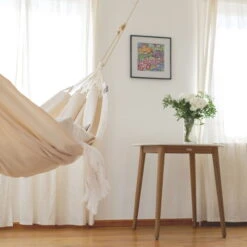 LA SIESTA Hängematte 'Modesta', Latte, Single - L 300 X B 140 Cm -Madison Verkäufe 3940200330 Single Haengematte Modesta Latte Bio Baumwolle 4 106093