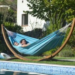 LA SIESTA Hängematte 'Modesta', Azure, Doppel - L 350 X B 160 Cm 9 LA SIESTA Hängematte 'Modesta', Azure, Doppel - L 350 X B 160 Cm -Madison Verkäufe 3940200337 Doppel Haengematte Modesta Azure Bio Baumwolle 3 106111