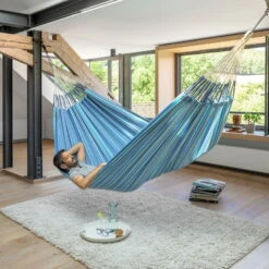 LA SIESTA Hängematte 'Modesta', Azure -Madison Verkäufe 3940200344 Kingsize Haengematte Modesta Azure Bio Baumwolle 3 106133